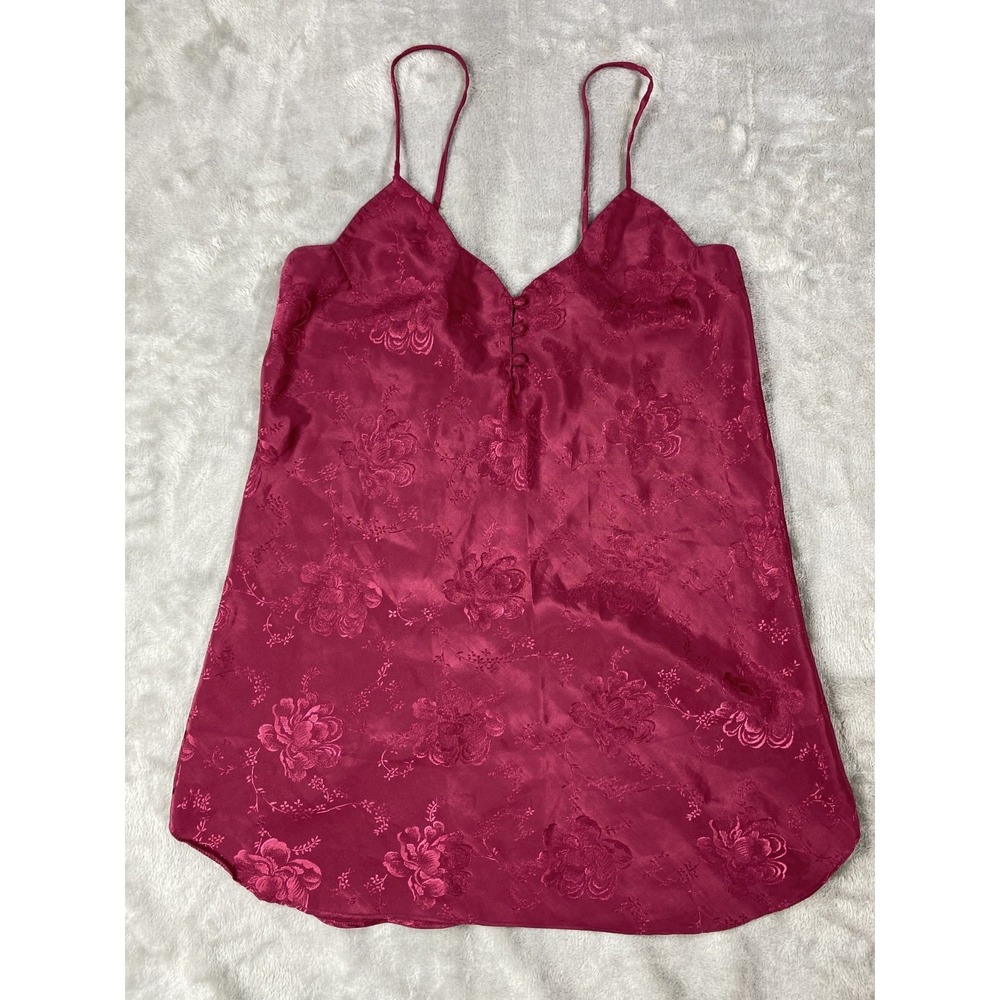 Morgan Taylor Intimates Nightgown Womens Small Romantic Red Floral Roses Satin
